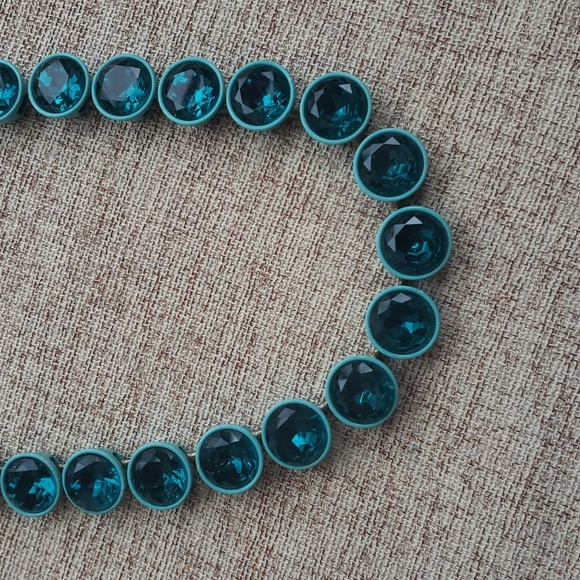 J.Crew Jumbo Teal Brûlée Brulee Crystal Necklace - Picture 5 of 11